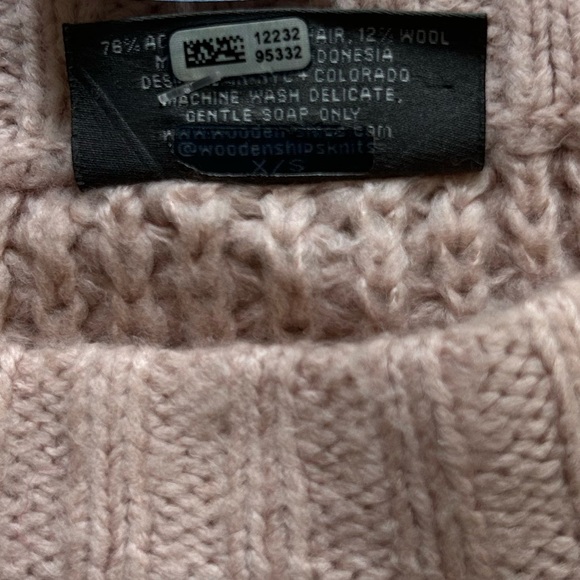 Wooden Ships Classic Mohair & Wool Blend Knit Crewneck Sweater Blush Pink XS/S - Picture 4 of 5